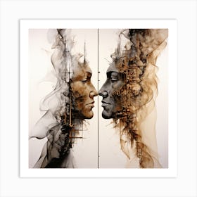 Two Faces In Smoke Art Print