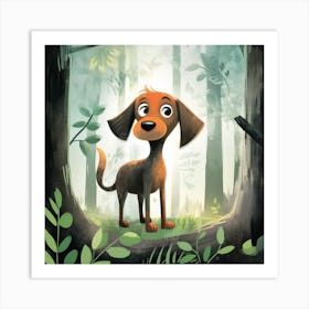 Dog In The Woods Art Print