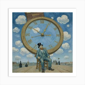 The Clock of Eternity: A Surreal Encounter Art Print