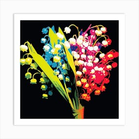 Andy Warhol Style Pop Art Flowers Lily Of The Valley 4 Square Art Print