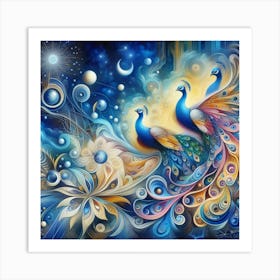 Beautiful peacocks 3 Art Print