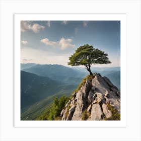 Lone Tree On Top Of Mountain 10 Art Print