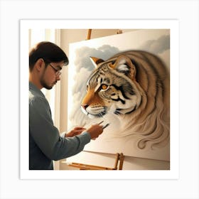 3d Tiger Painting Art Print