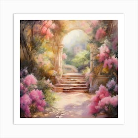 Opulent Gardens: Watercolour Whispers of Romance Art Print