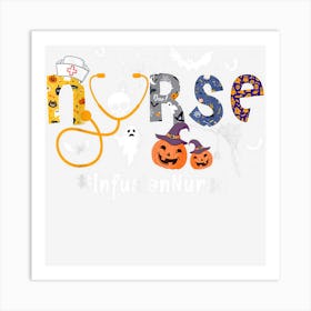 Infusion Nurse Nursing Stethoscope Halloween Pattern Art Print