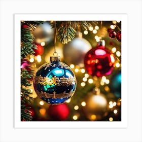 Christmas Ornaments On A Christmas Tree 1 Art Print