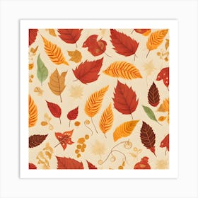 Autumn Leaves Seamless Pattern Art Print