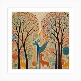 Deer In The Forest 12 Art Print