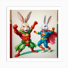 Superman And Bunny Art Print