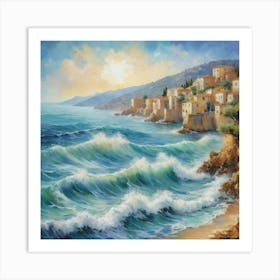 Impressionist Waves Mediterranean Whispers Art Print 1 Art Print