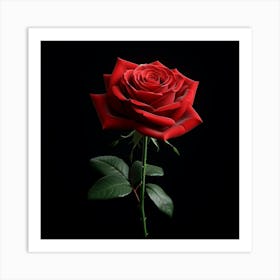 Red Rose On Black Background 5 Art Print