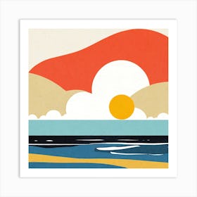 Sky, Sea, Beach, Geometric Abstract Art, Art Print 1 Art Print