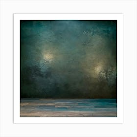 Dark Room With Blue Wall Art Print