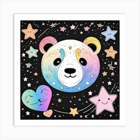 Panda Bear With Stars Art Print