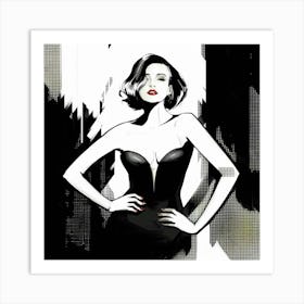 Sexy Woman In Black Dress Art Print