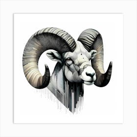 Aries - Abstract Line Art Illustration 299 Art Print