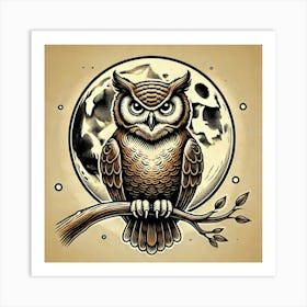 Tattoo Owl 1 Art Print