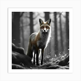 Fox In The Forest 28 Art Print