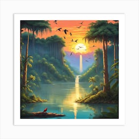 Sunset In The Jungle 1 Art Print