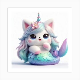 Mermaid Caticorn 9 Art Print