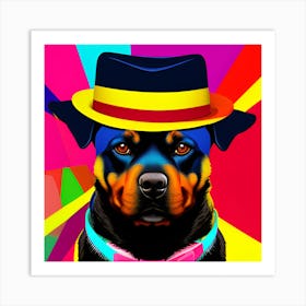 Rottweiler In A Hat Art Print