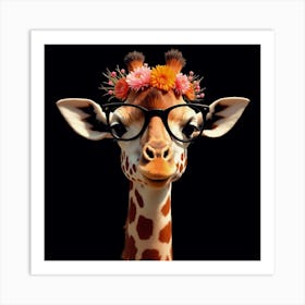 Giraffe With Glasses Art Print