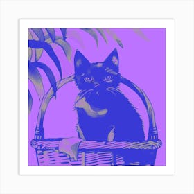 Kitty Cat In A Basket Lilac 1 Art Print