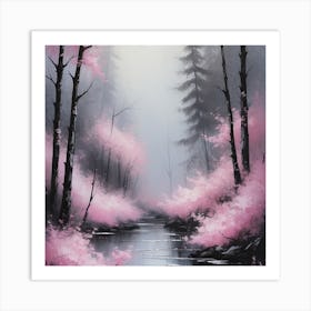 Pink Blossoms In The Forest Art Print