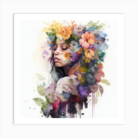 Watercolor Tropical Woman #6 Art Print