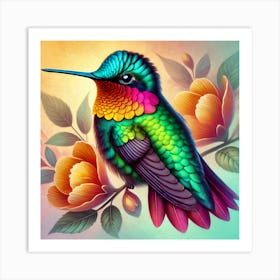 Colorful Hummingbird 1 Art Print