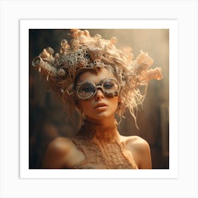 Steampunk Woman With Glasses 3 Art Print