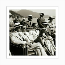 Group Of Men On A Boat Art Print