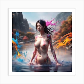 Asian Woman In Water 1 Art Print