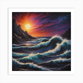 Sunset Over The Ocean 4 Art Print