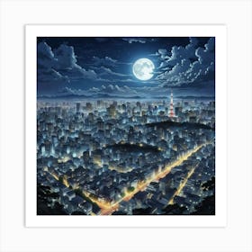 Tokyo City At Night 1 Art Print