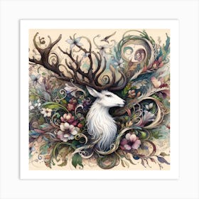 A white stag 3 Art Print