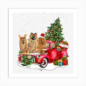 3 Chow Chow Truck Christmas Light Tree Reindeer Santa Xmas 1 Art Print