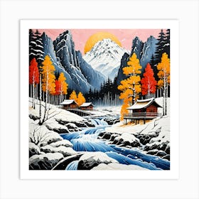 Azure Snow Scene Art Print