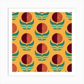 Retro 70s Abstract Flowers Art Print