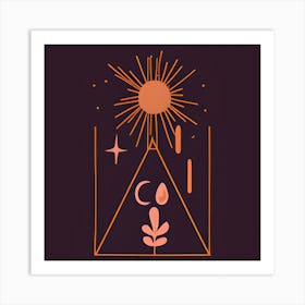 Lineart Sun And Pyramid Art Print