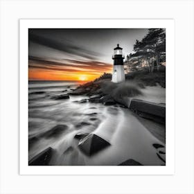 Sunset At The Lighthouse 11 Art Print