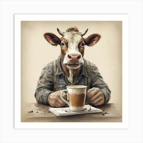 Cow With A Cup Of Coffee 5 Art Print