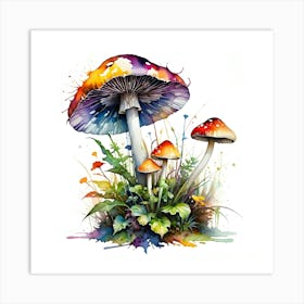 Mushrooms And Flowers 1 Art Print
