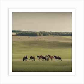 Horses In A Field 3 Art Print