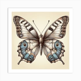 Antique Victorian Butterfly Drawing v4 Art Print