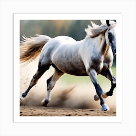 White Horse Galloping 3 Art Print