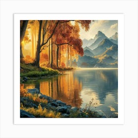 Sunset By The Lake 7 Art Print