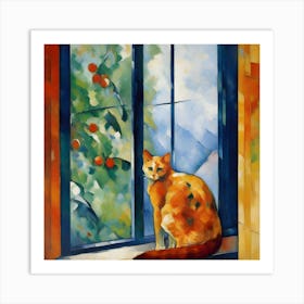 Orange Cat By The Window Art Print