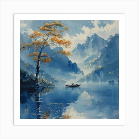 Boat On A Lake Art Print