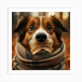 Dog With Tape On His Mouth Art Print